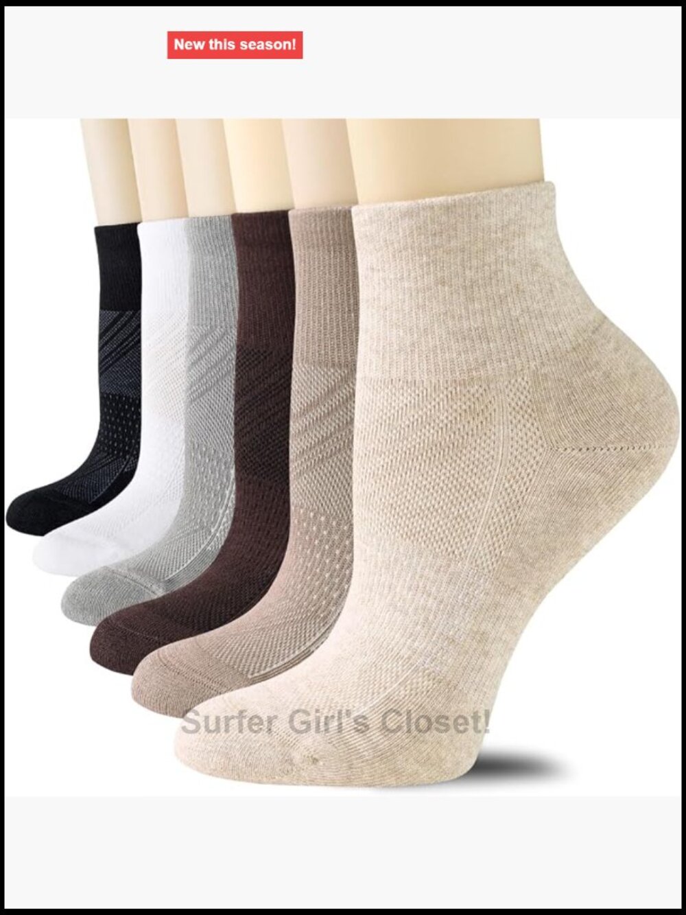 6 Pairs Women's Running Ankle Socks Athletic Cushioned Arch Support